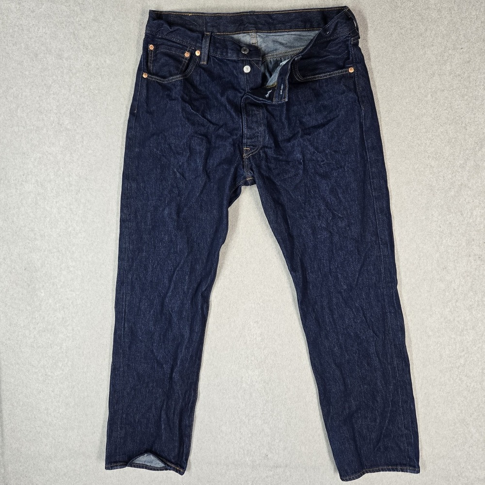 Levi's 501 Men Jeans 36X32 Dark Blue Denim Original Fit Straight Leg 29" Inseam